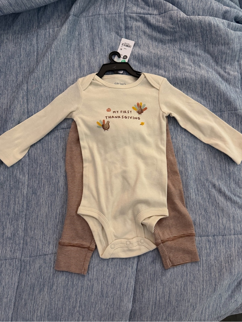 Carter's Cream 'My First Thanksgiving' Bodysuit with Brown Striped Pants